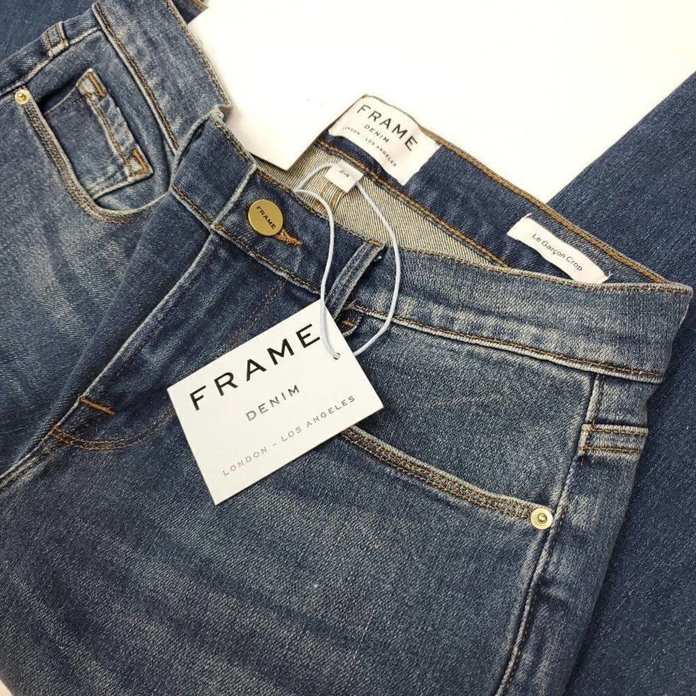 FRAME Size 25 Le Garcon Release Hem Crop Boyfriend Jeans - Picture 10 of 15